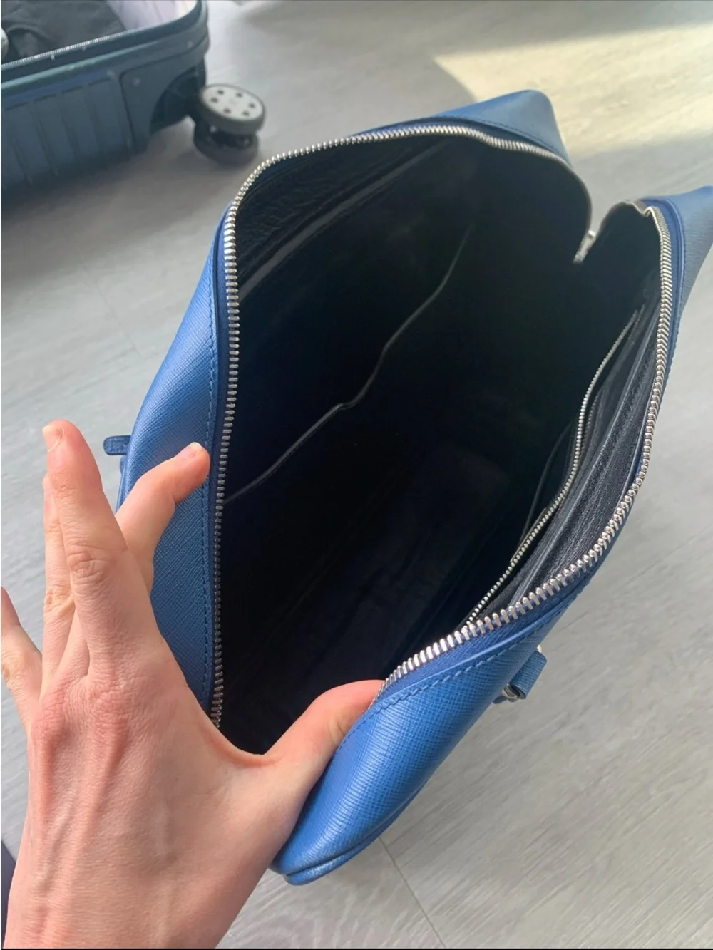 Prada Blue Saffiano Laptop briefcase